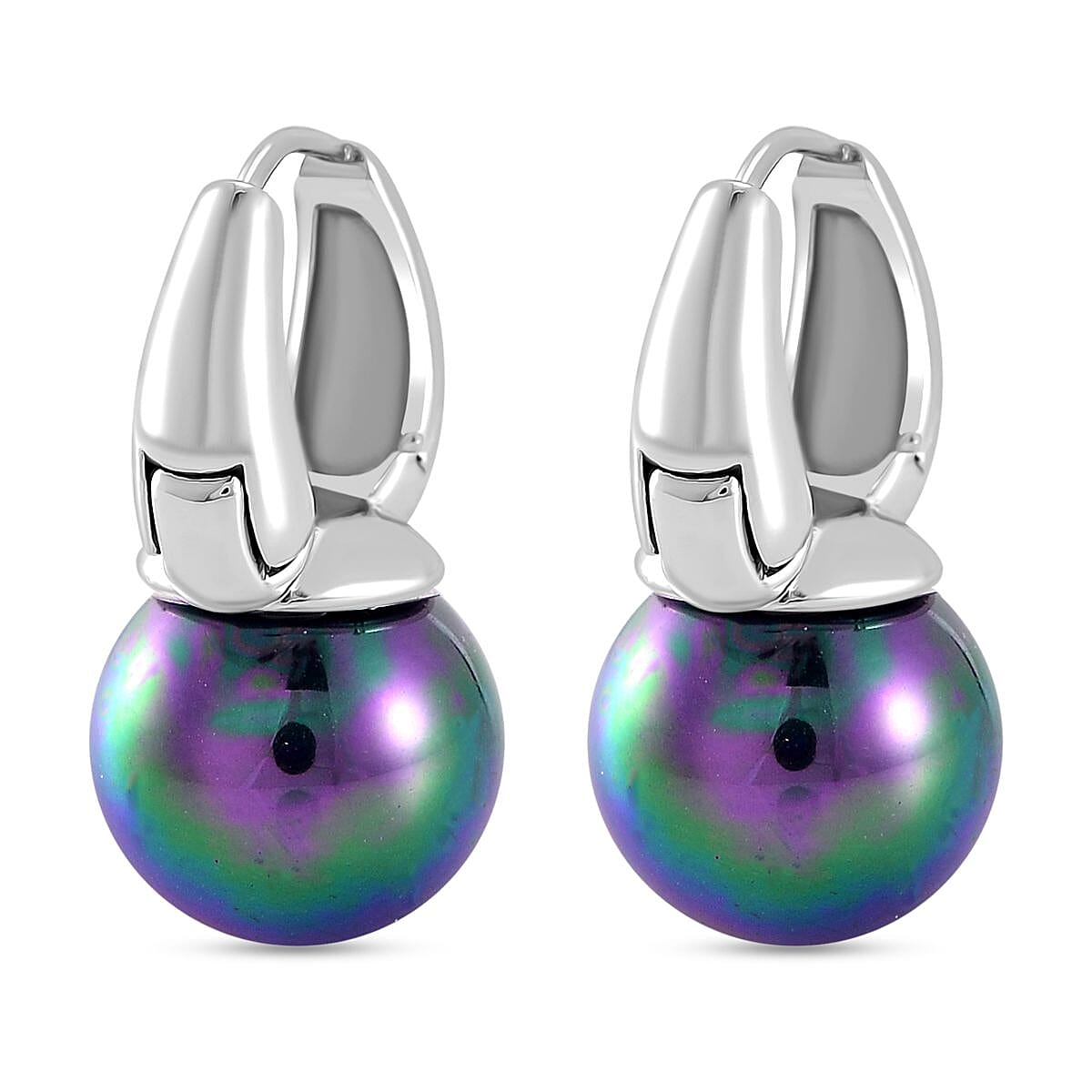 Peacock Color Shell Pearl Earring with Hoop 40.00 Ct. 8103663 5
