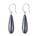 Peacock Color Shell Pearl  Earring in Rhodium Overlay Sterling Silver