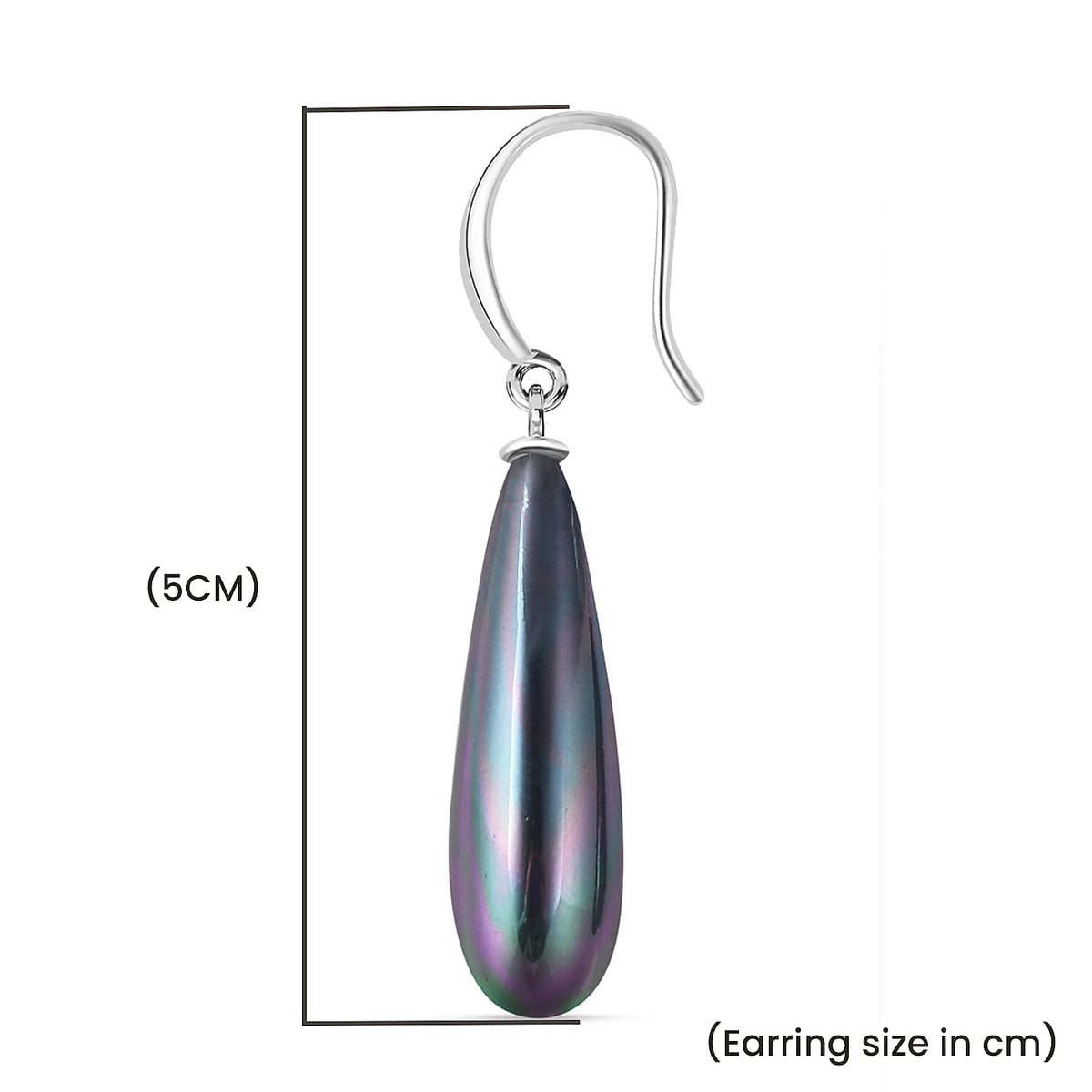 Peacock Colour Shell Pearl  Earrings in Rhodium Overlay Sterling Silver V32522031 5