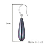 Peacock Color Shell Pearl  Earring in Rhodium Overlay Sterling Silver