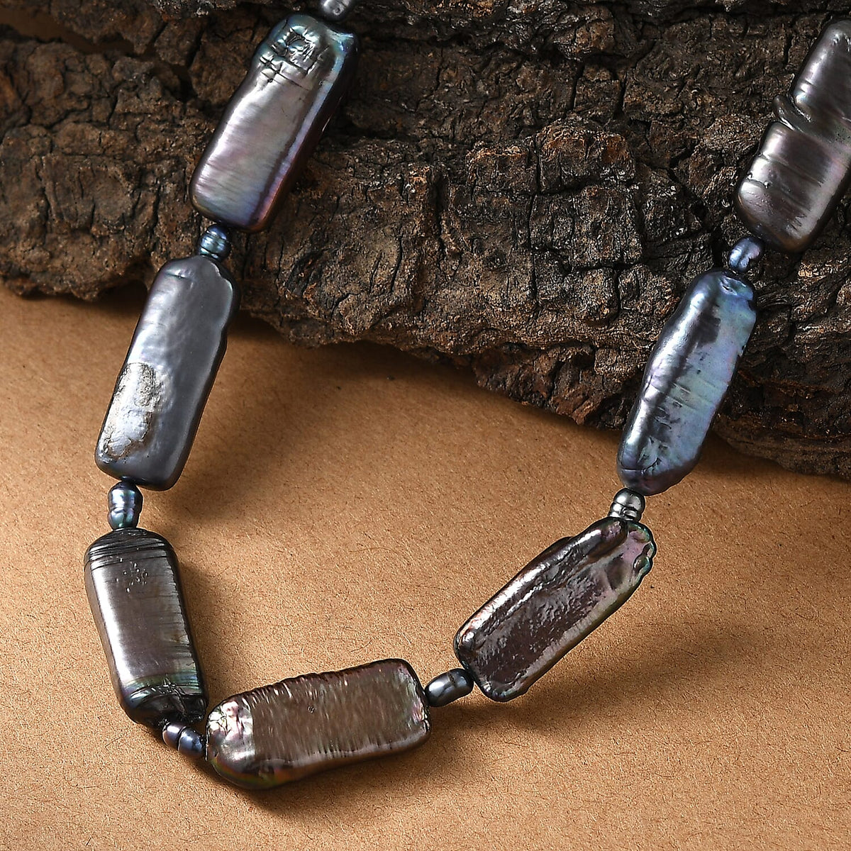 Peacock Colour Keshi Pearl Necklace (Size - 18-2 Ext) with Lobster Clasp in Rhodium Overlay Sterling Silver 170.00 Ct. 8181318 2