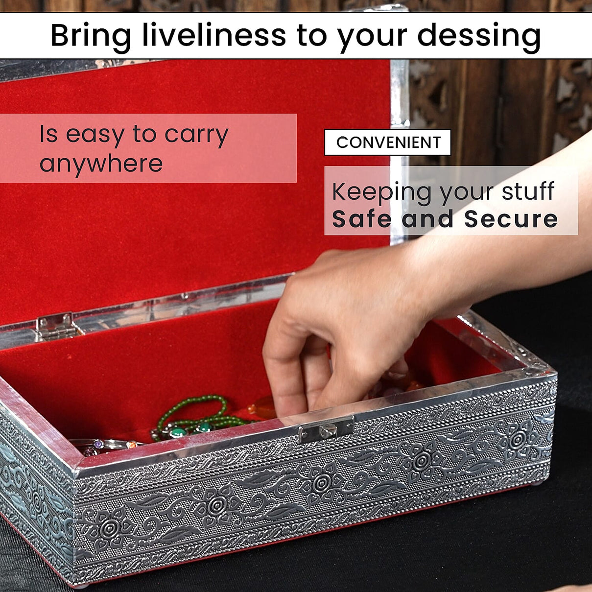 Handcrafted Aluminium Peacock Embossed Storage Box (Size 27x15x7 cm) - Silver 7379744 4