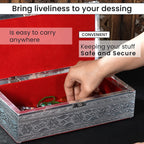 Handcrafted Aluminium Peacock Embossed Storage Box (Size 27x15x7 cm) - Silver