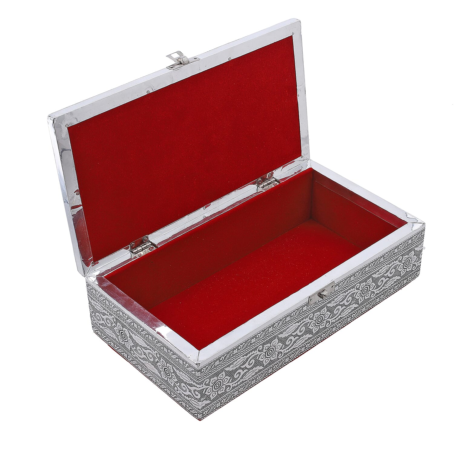 Handcrafted Aluminium Peacock Embossed Storage Box (Size 27x15x7 cm) - Silver 7379744 7