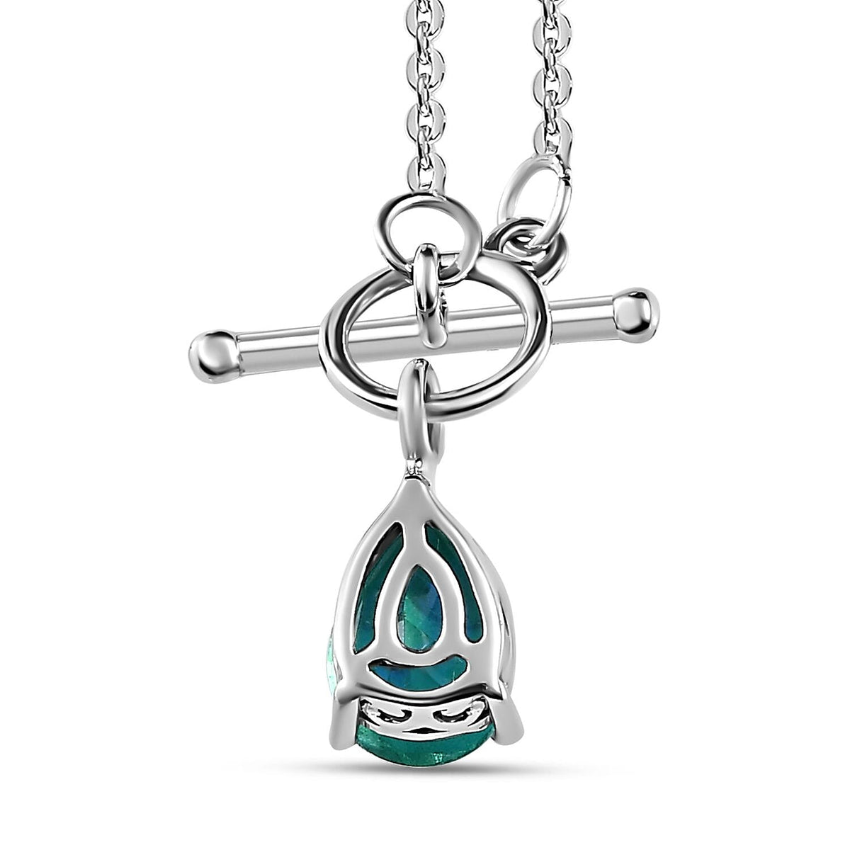 Peacock Triplet Quartz Solitaire Necklace (Size - 20) With Tongle in Platinum Overlay Sterling Silver 7544973 5