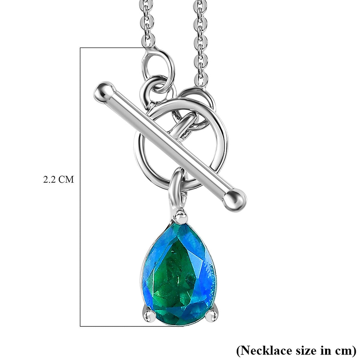 Peacock Triplet Quartz Solitaire Necklace (Size - 20) With Tongle in Platinum Overlay Sterling Silver 7544973 6