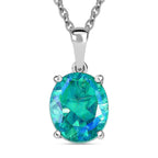 Royal Bali Collection - D'Joy Peacock Quartz Solitaire Pendant with Chain (Size - 20) in Platinum Overlay Sterling Silver 5.00 Ct.