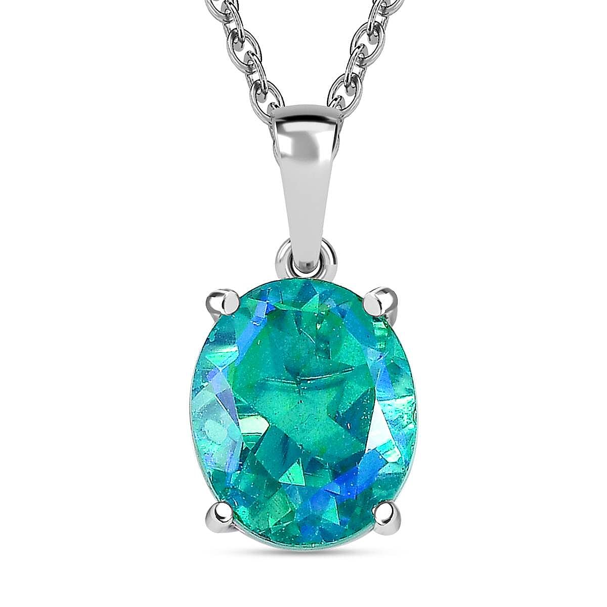 D'Joy Peacock Quartz Solitaire Pendant with Chain (Size - 20) in Platinum Overlay Sterling Silver 5.00 Ct. 4169753 0