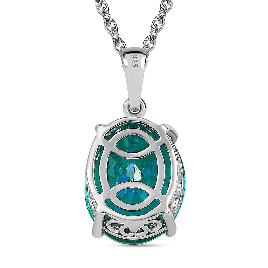 Royal Bali Collection - D'Joy Peacock Quartz Solitaire Pendant with Chain (Size - 20) in Platinum Overlay Sterling Silver 5.00 Ct.
