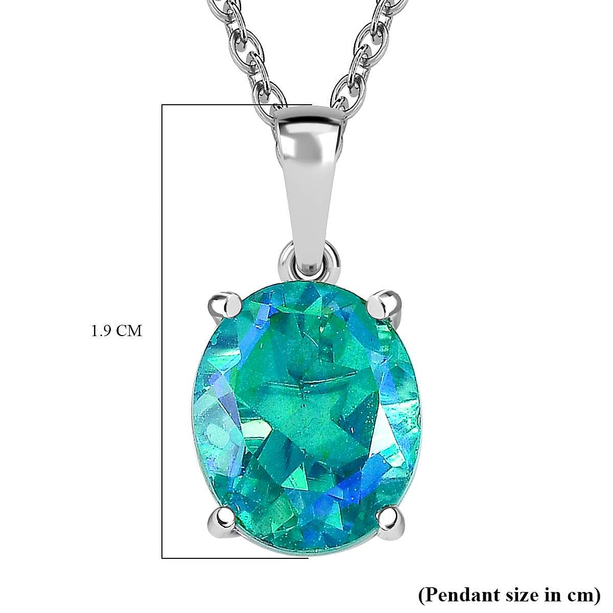 D'Joy Peacock Quartz Solitaire Pendant with Chain (Size - 20) in Platinum Overlay Sterling Silver 5.00 Ct. 4169753 7