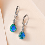 D'Joy Peacock Quartz & Natural Zircon Earrings with Lever Back in Platinum Overlay Sterling Silver 2.50 Ct.