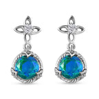 Peacock Triplet Quartz and Natural Zircon Earrings in Platinum Overlay Sterling Silver 2.36 Ct.