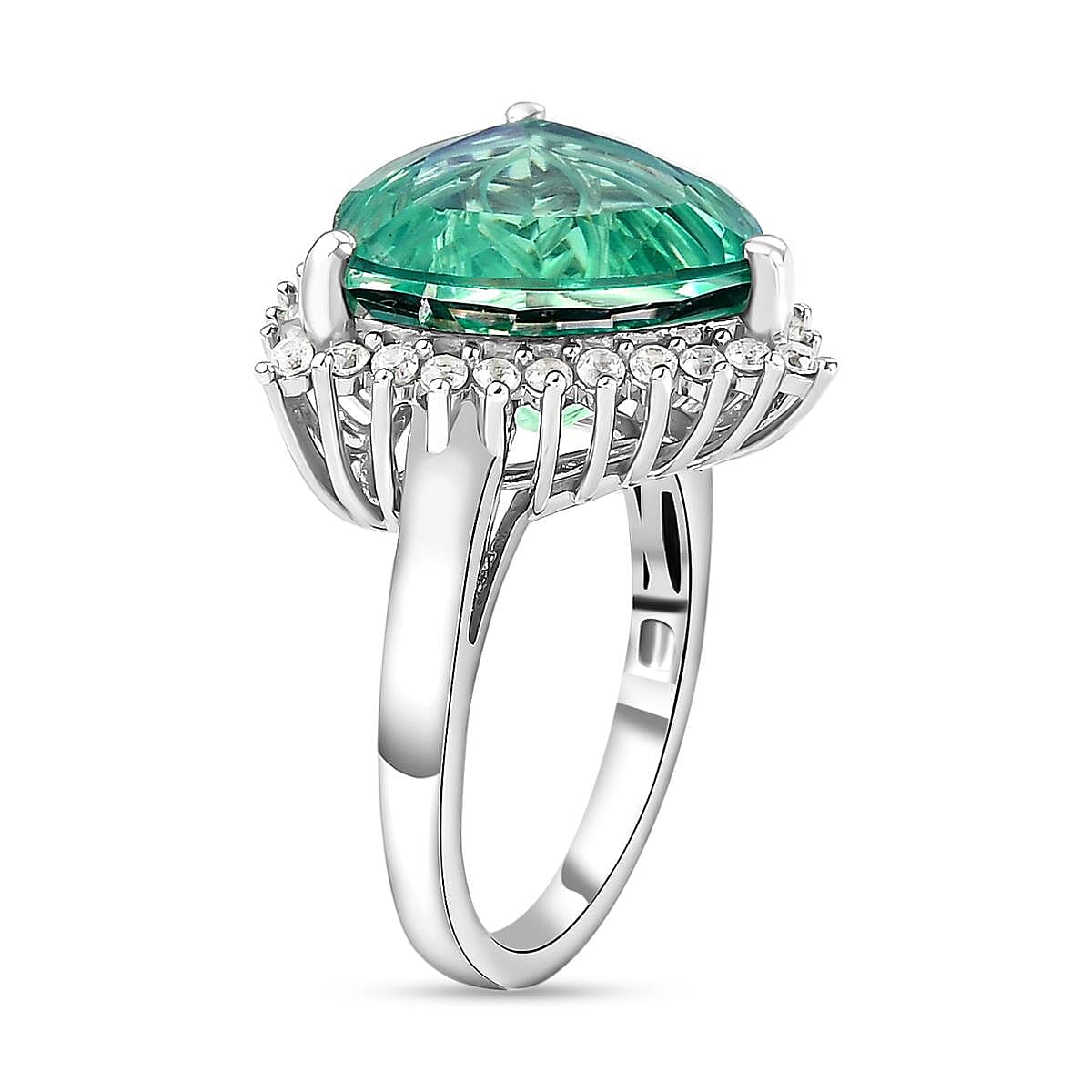 Peacock Quartz and Natural Zircon Ring in Platinum Overlay Sterling Silver 9.81 Ct. V32639231 10