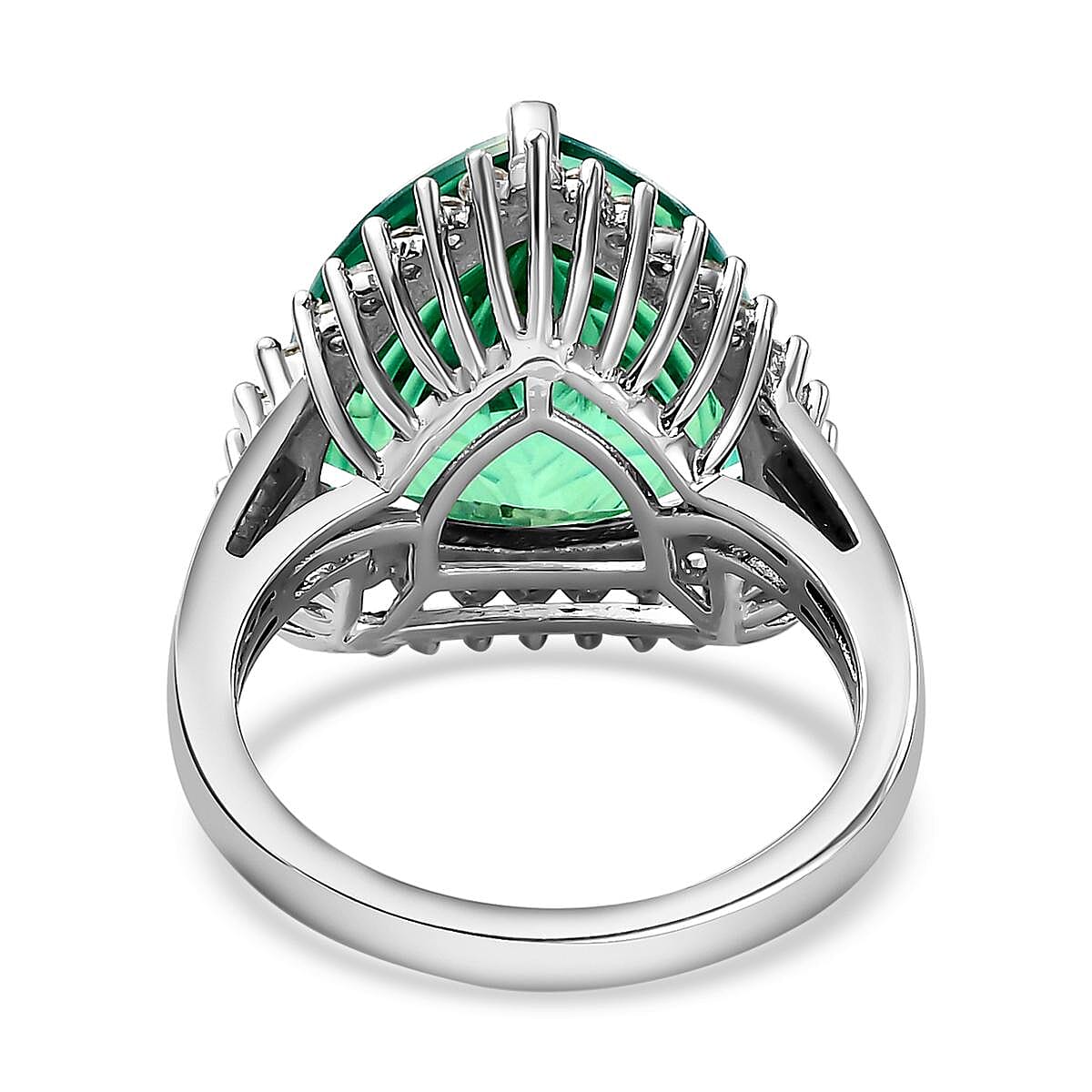 Peacock Quartz and Natural Zircon Ring in Platinum Overlay Sterling Silver 9.81 Ct. V32639231 11