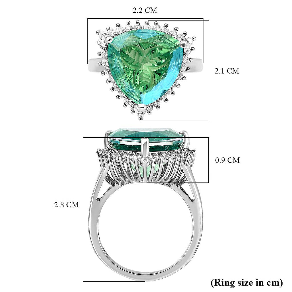 Peacock Quartz and Natural Zircon Ring in Platinum Overlay Sterling Silver 9.81 Ct.