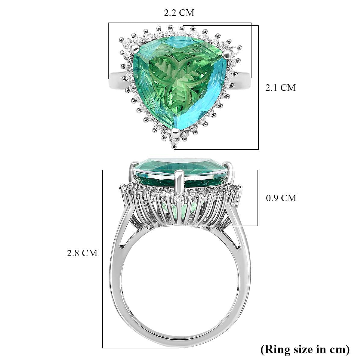 Peacock Quartz and Natural Zircon Ring in Platinum Overlay Sterling Silver 9.81 Ct. V32639231 12