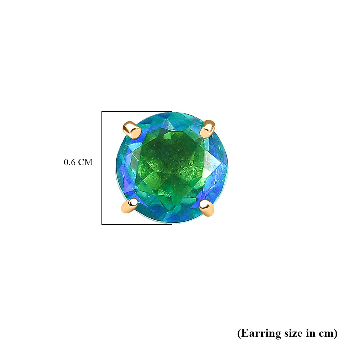 Peacock Triplet Quartz (6mm) Stud Earrings in 14K Gold Overlay Sterling Silver 2.00 Ct 7519194 5
