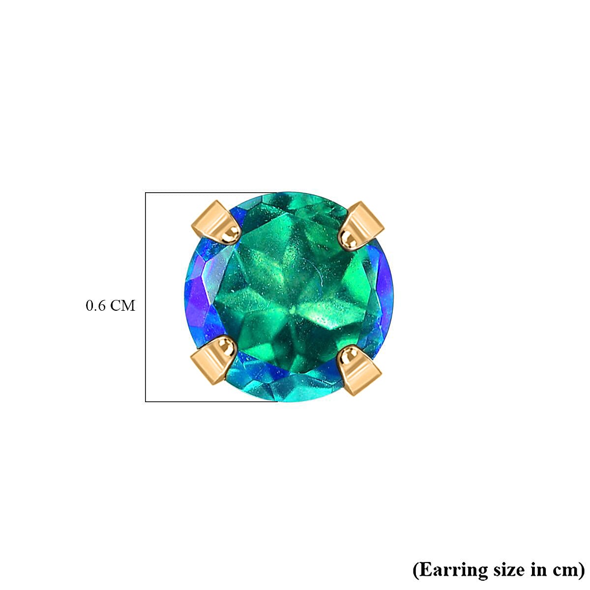 One Time Deal- Peacock Triplet Quartz Stud Earrings in 14K Yellow Gold Overlay Sterling Silver 2.00 Ct 7804935 4