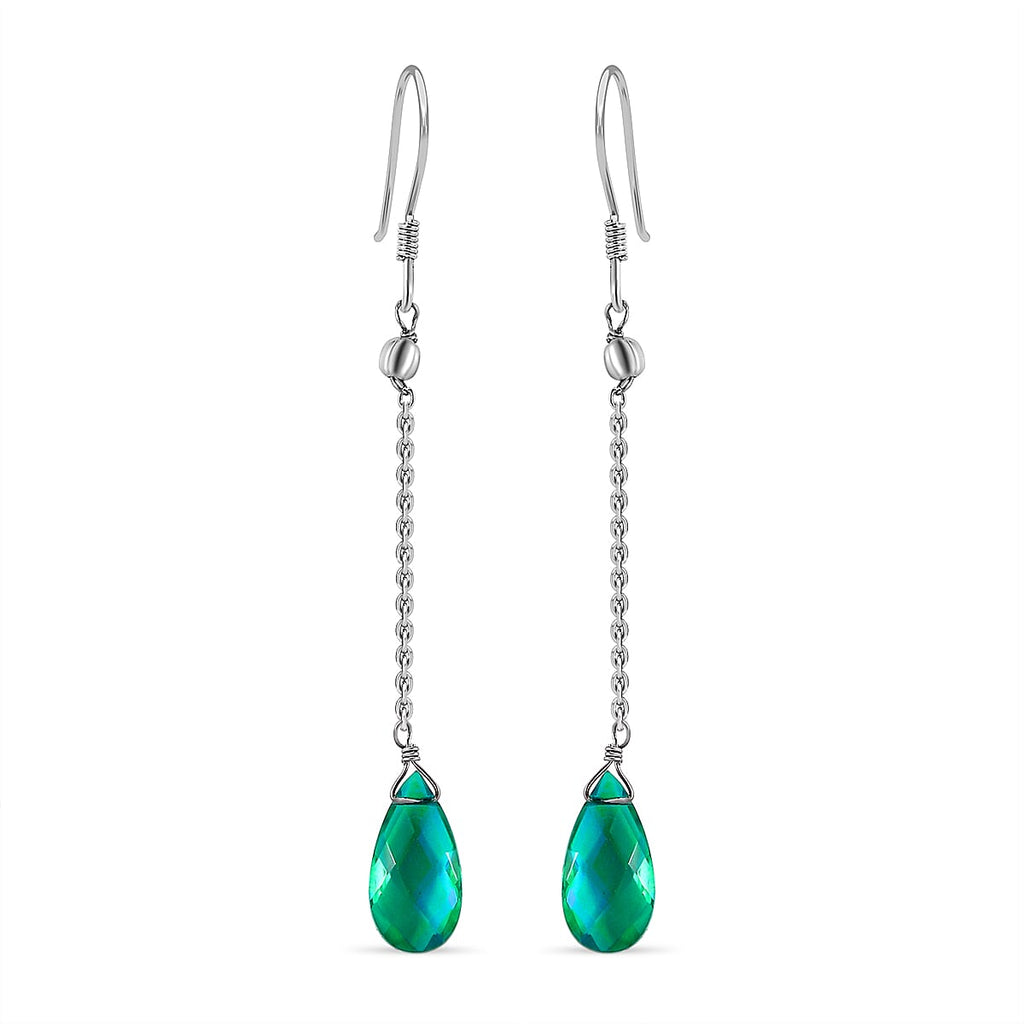 Peacock Triplet Quartz Earrings in Platinum Overlay Sterling Silver 8.00 Ct.