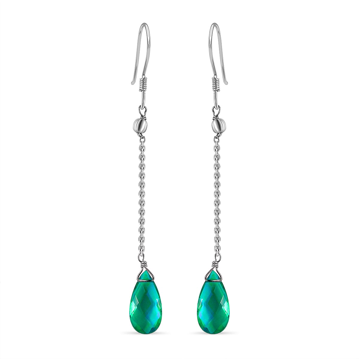 Peacock Triplet Quartz Earrings in Platinum Overlay Sterling Silver 8.00 Ct. 7601420 0