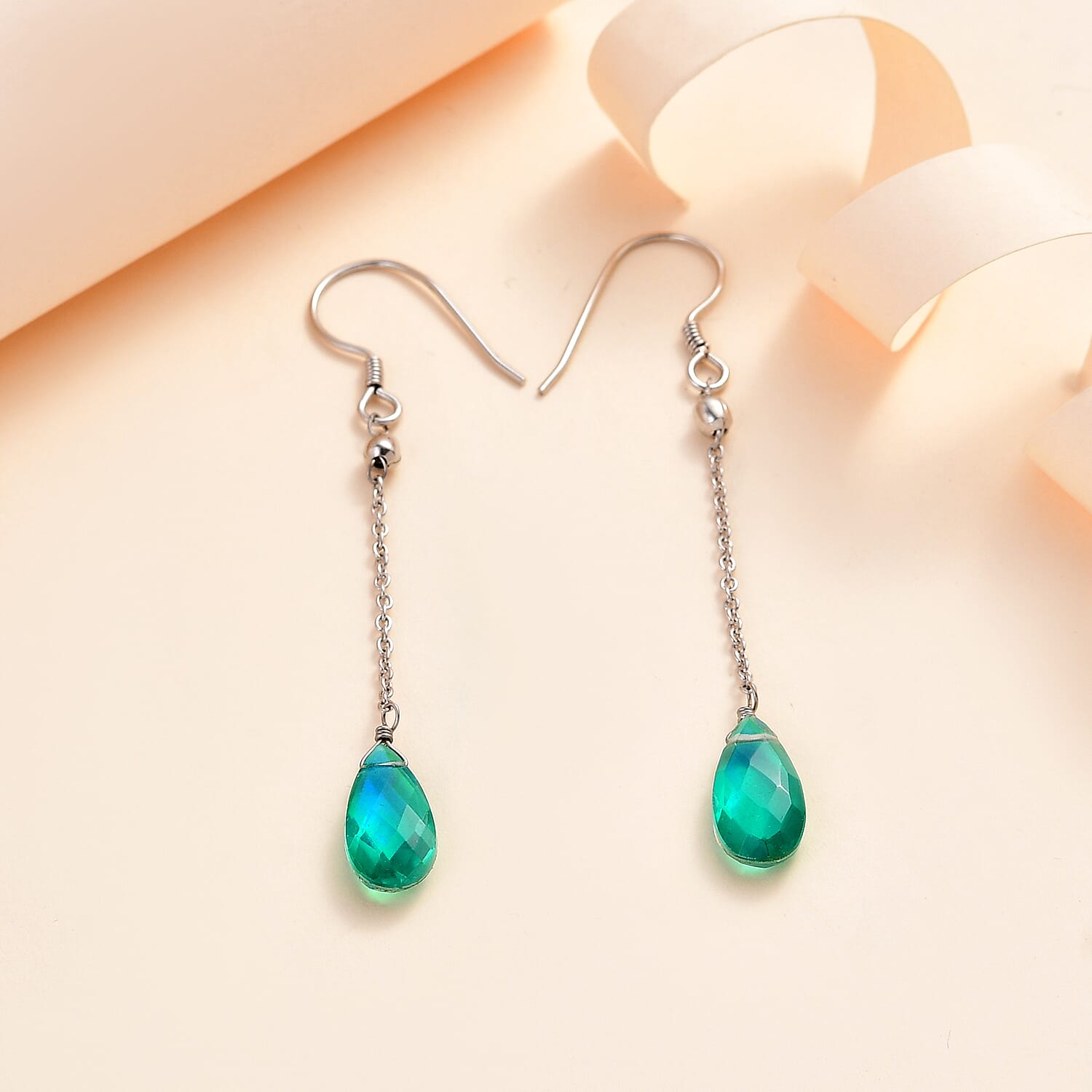 Peacock Triplet Quartz Earrings in Platinum Overlay Sterling Silver 8.00 Ct. 7601420 2