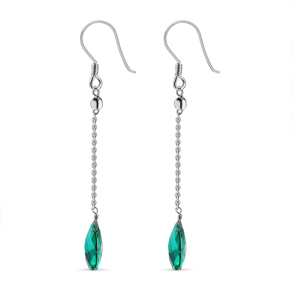 Peacock Triplet Quartz Earrings in Platinum Overlay Sterling Silver 8.00 Ct.