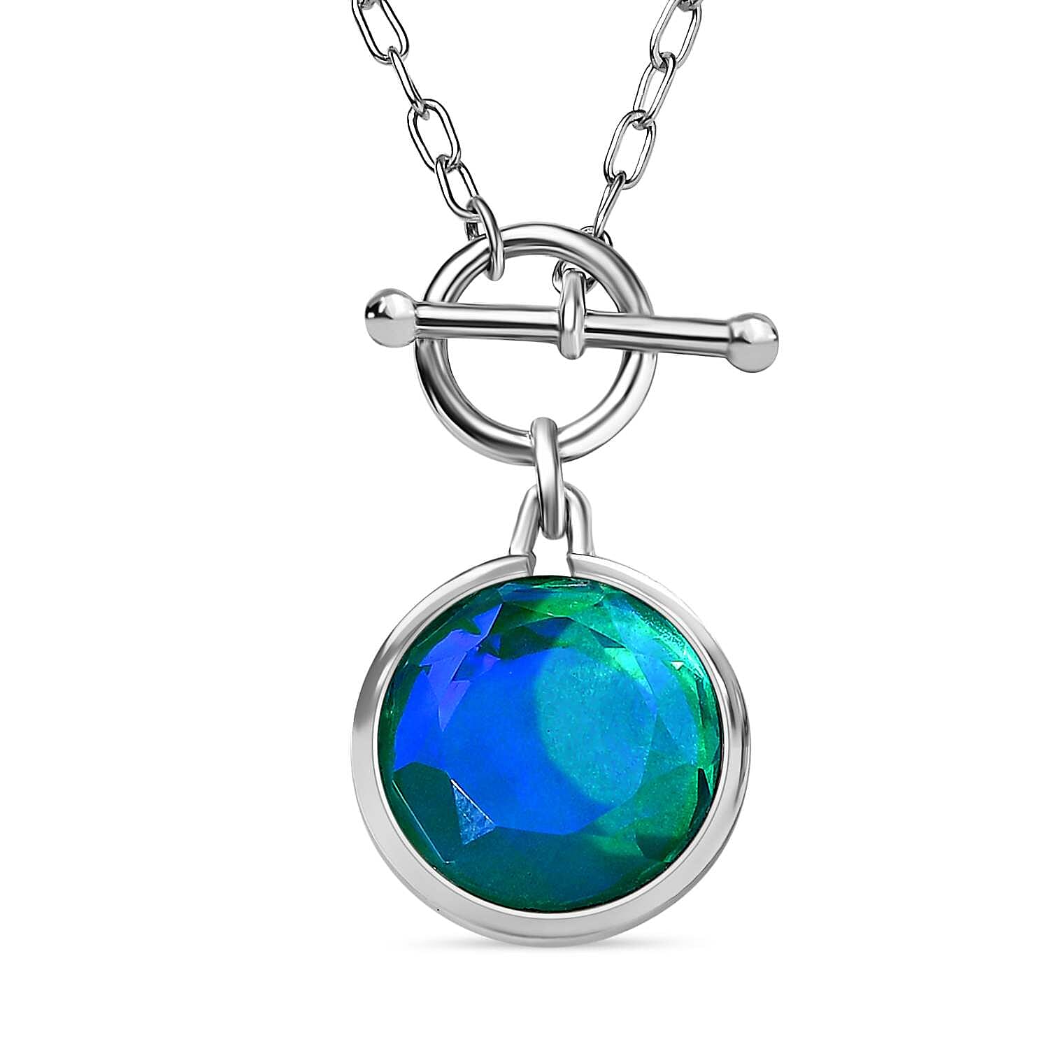 Peacock Triplet Quartz Necklace (Size - 20) in Platinum Overlay Sterling Silver 17.93 Ct 7620822 0