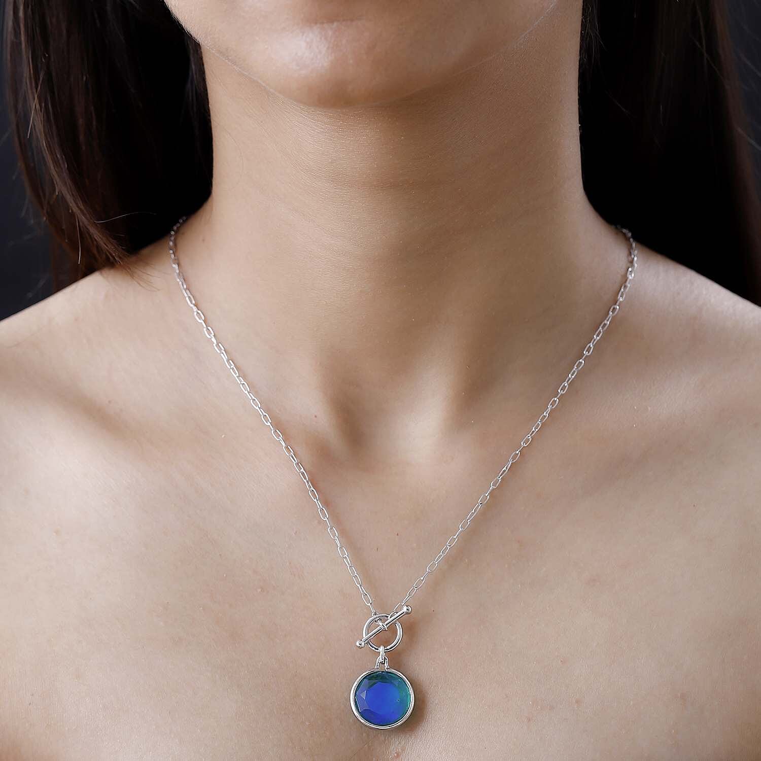 Peacock Triplet Quartz Necklace (Size - 20) in Platinum Overlay Sterling Silver 17.93 Ct 7620822 1