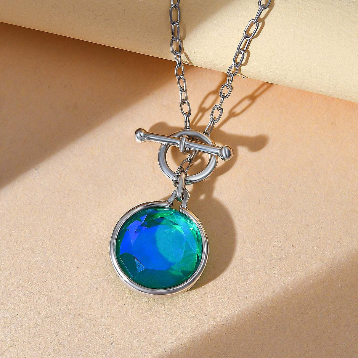 Peacock Triplet Quartz Necklace (Size - 20) in Platinum Overlay Sterling Silver 17.93 Ct 7620822 2