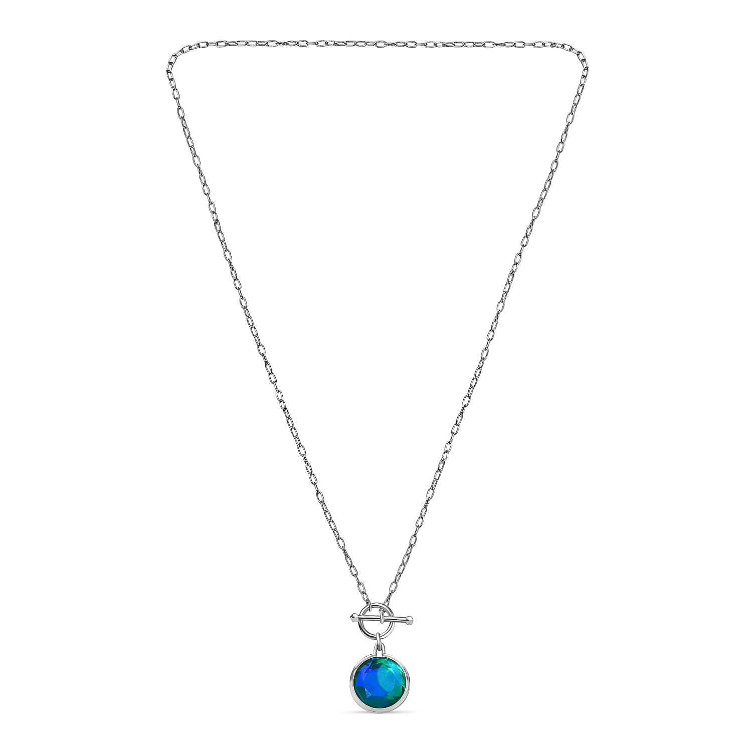 Peacock Triplet Quartz Necklace (Size - 20) in Platinum Overlay Sterling Silver 17.93 Ct 7620822 3