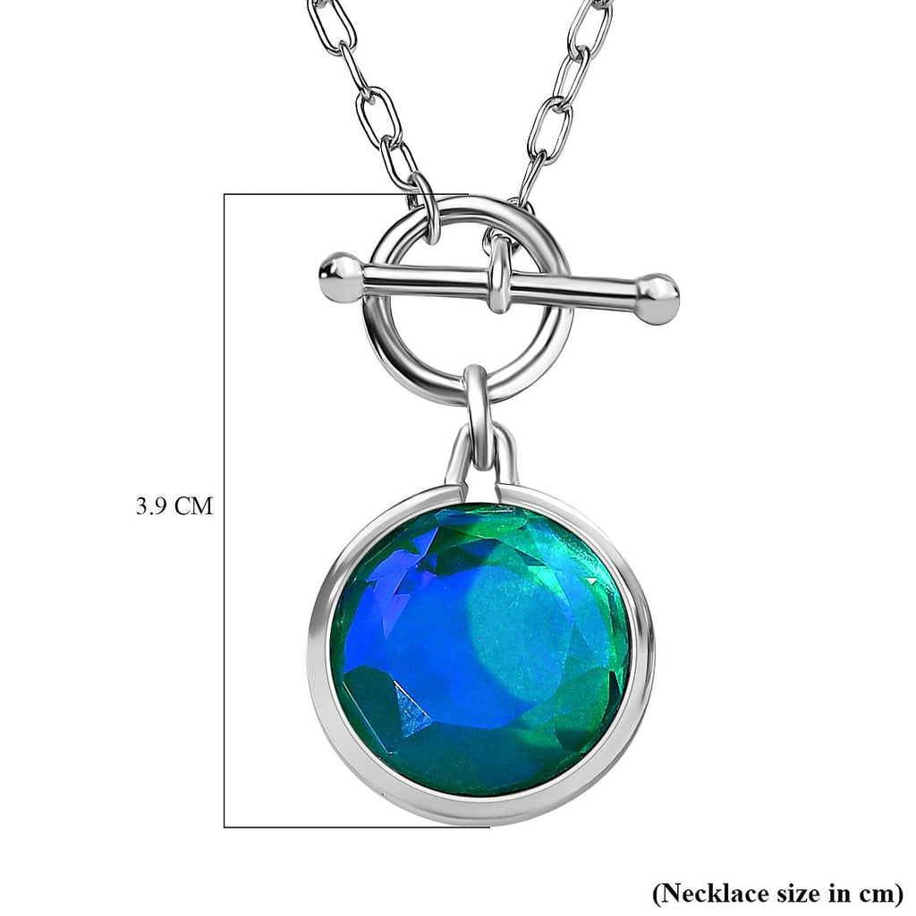 Peacock Triplet Quartz Necklace (Size - 20) in Platinum Overlay Sterling Silver 17.93 Ct