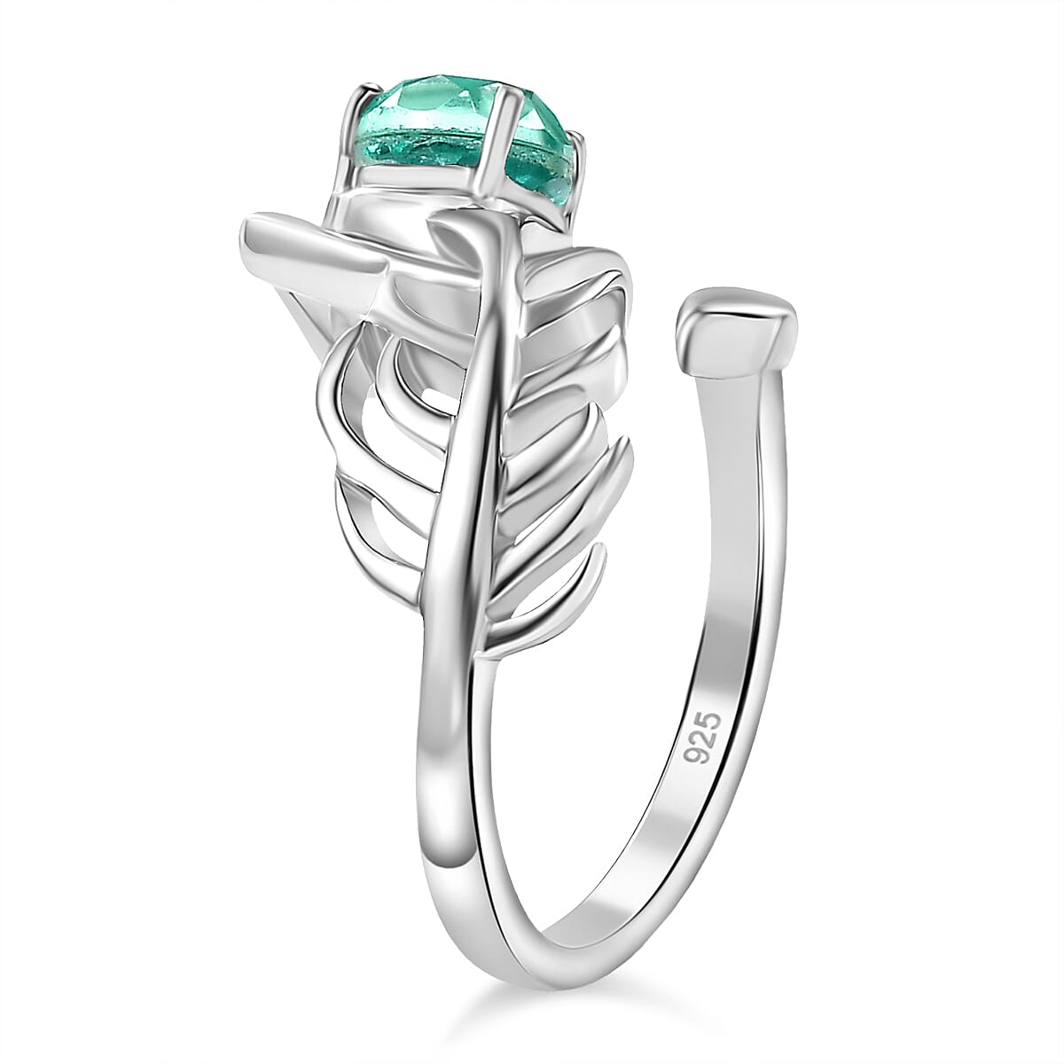 Peacock Triplet Quartz Adjustable Ring in Rhodium Overlay Sterling Silver 7861761 3