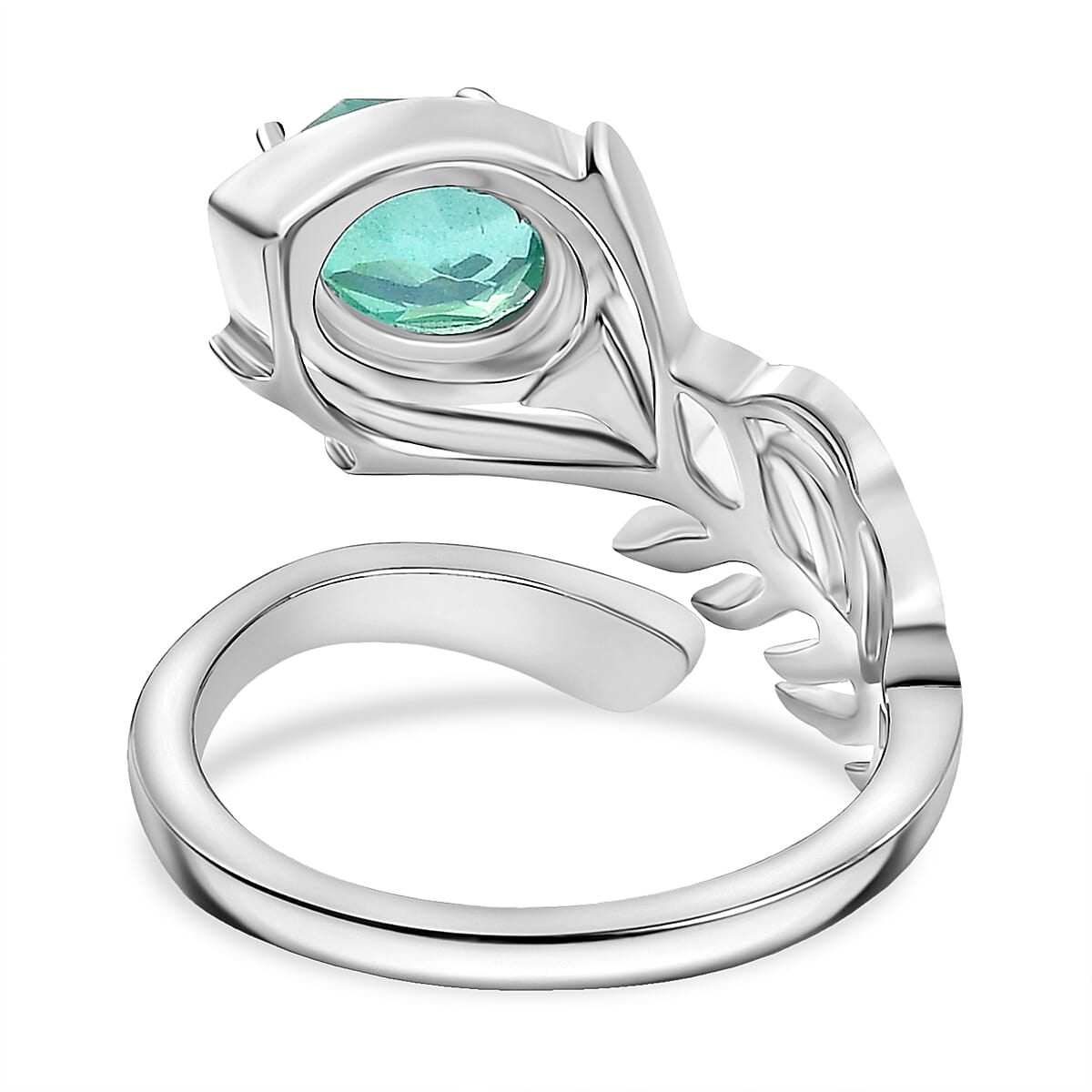 Peacock Triplet Quartz Adjustable Ring in Rhodium Overlay Sterling Silver 7861761 4