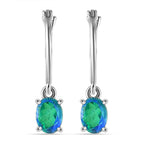 Peacock Triplet Quartz Hoop Earrings with Clasp in Platinum Overlay Sterling Silver 1.84 Ct.