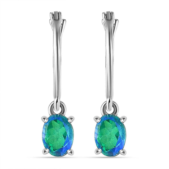 Peacock Triplet Quartz Hoop Earrings with Clasp in Platinum Overlay Sterling Silver 1.84 Ct. 7545013 1