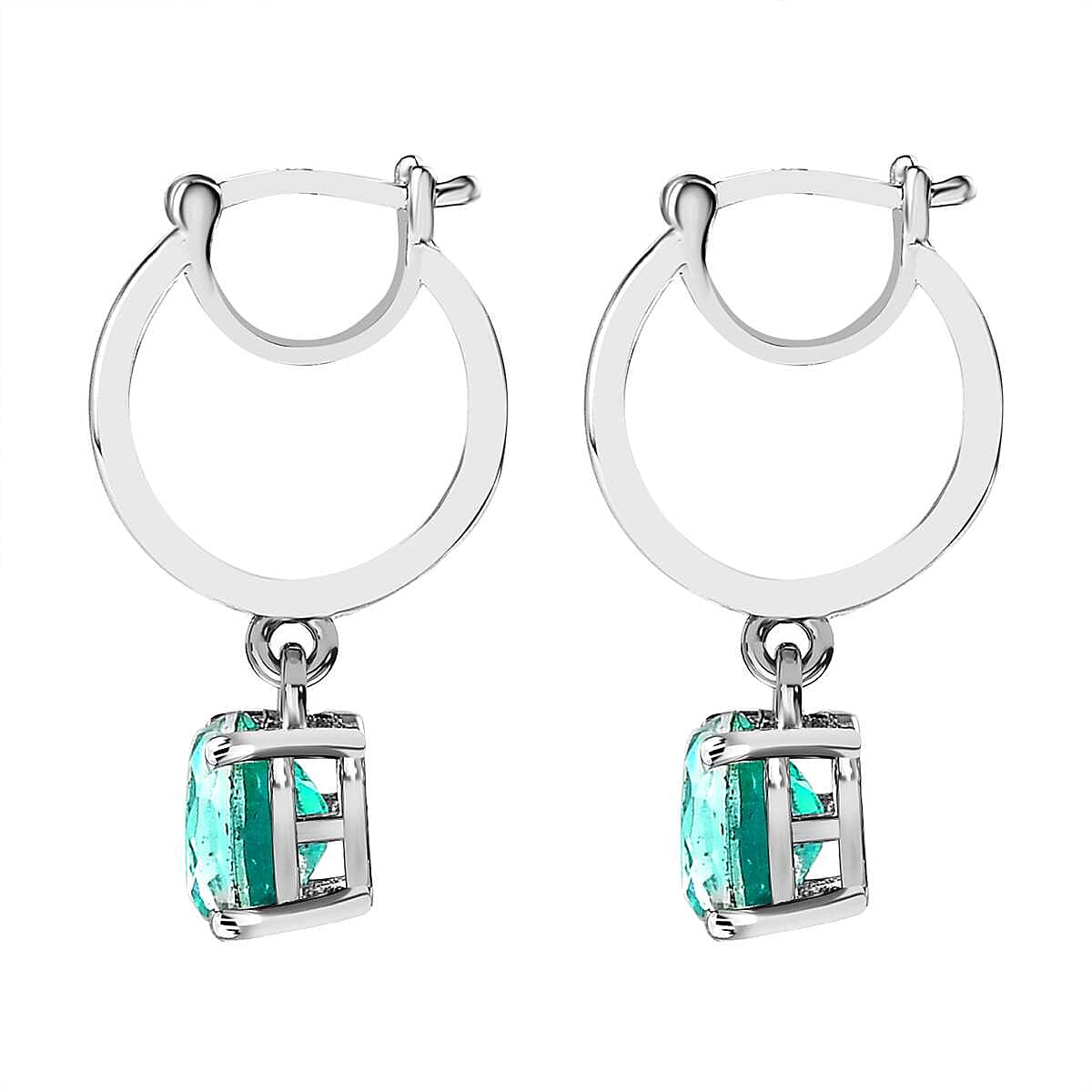 Peacock Triplet Quartz Hoop Earrings with Clasp in Platinum Overlay Sterling Silver 1.84 Ct. 7545013 5
