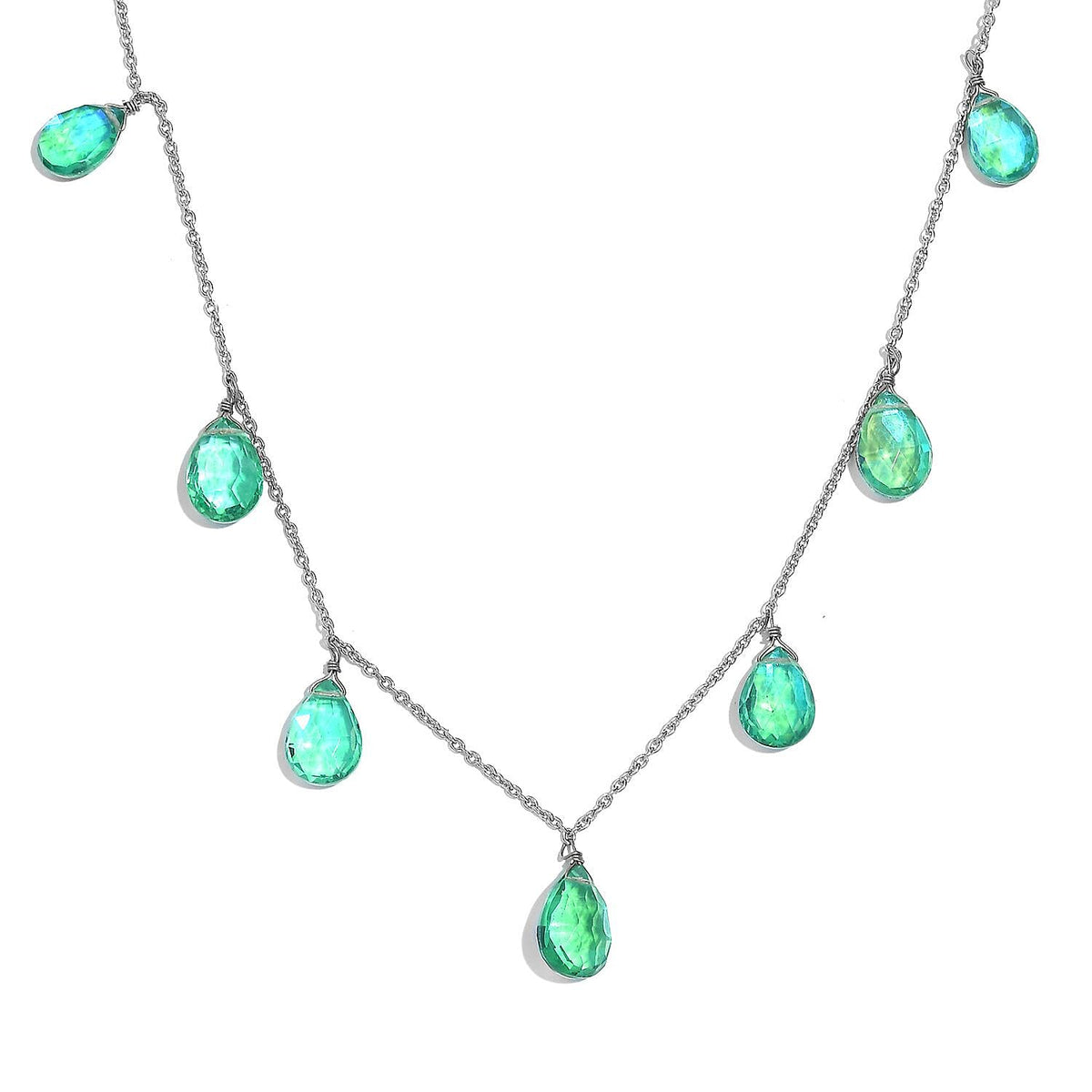 Peacock Triplet Quartz Necklace (Size 20.0) in Rhodium Overlay Sterling Silver 26.0 Ct. 7995015 0