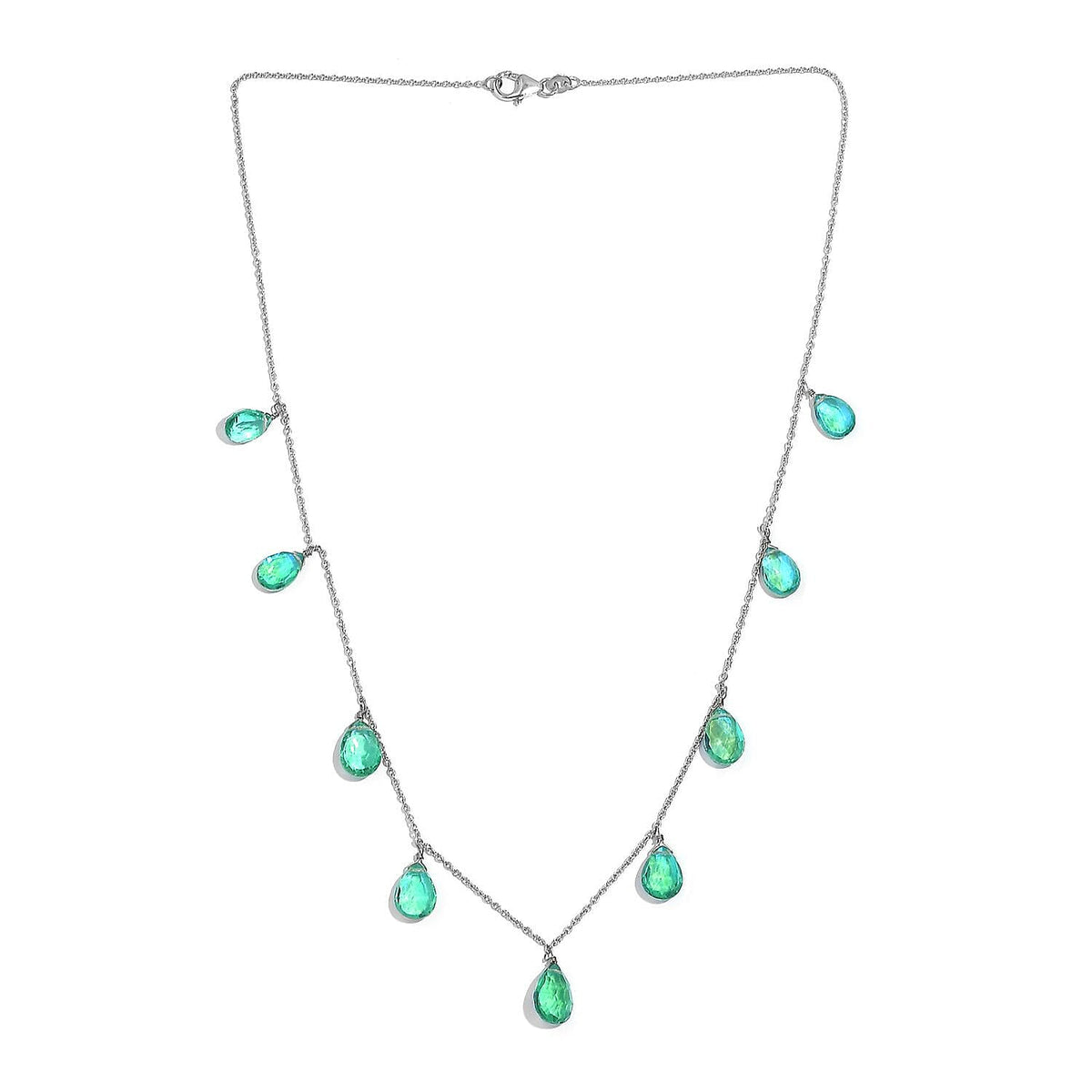 Peacock Triplet Quartz Necklace (Size 20.0) in Rhodium Overlay Sterling Silver 26.0 Ct. 7995015 4