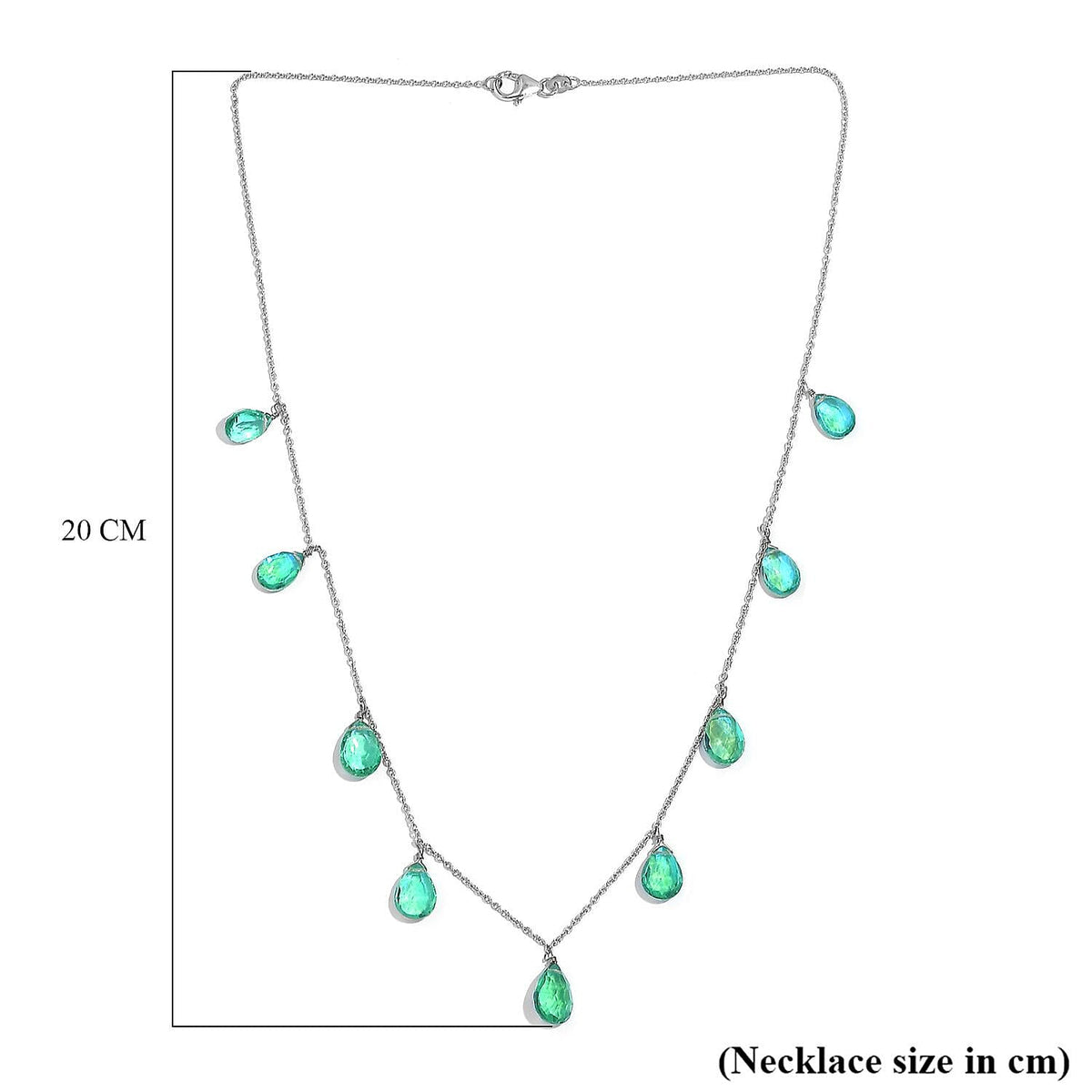 Peacock Triplet Quartz Necklace (Size 20.0) in Rhodium Overlay Sterling Silver 26.0 Ct. 7995015 6