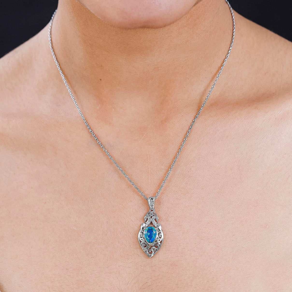 Peacock Quartz Platinum Overlay Sterling Silver Pendant (Size 20) 2.35 Ct, Silver Wt. 5.21 Gms 4171761 1