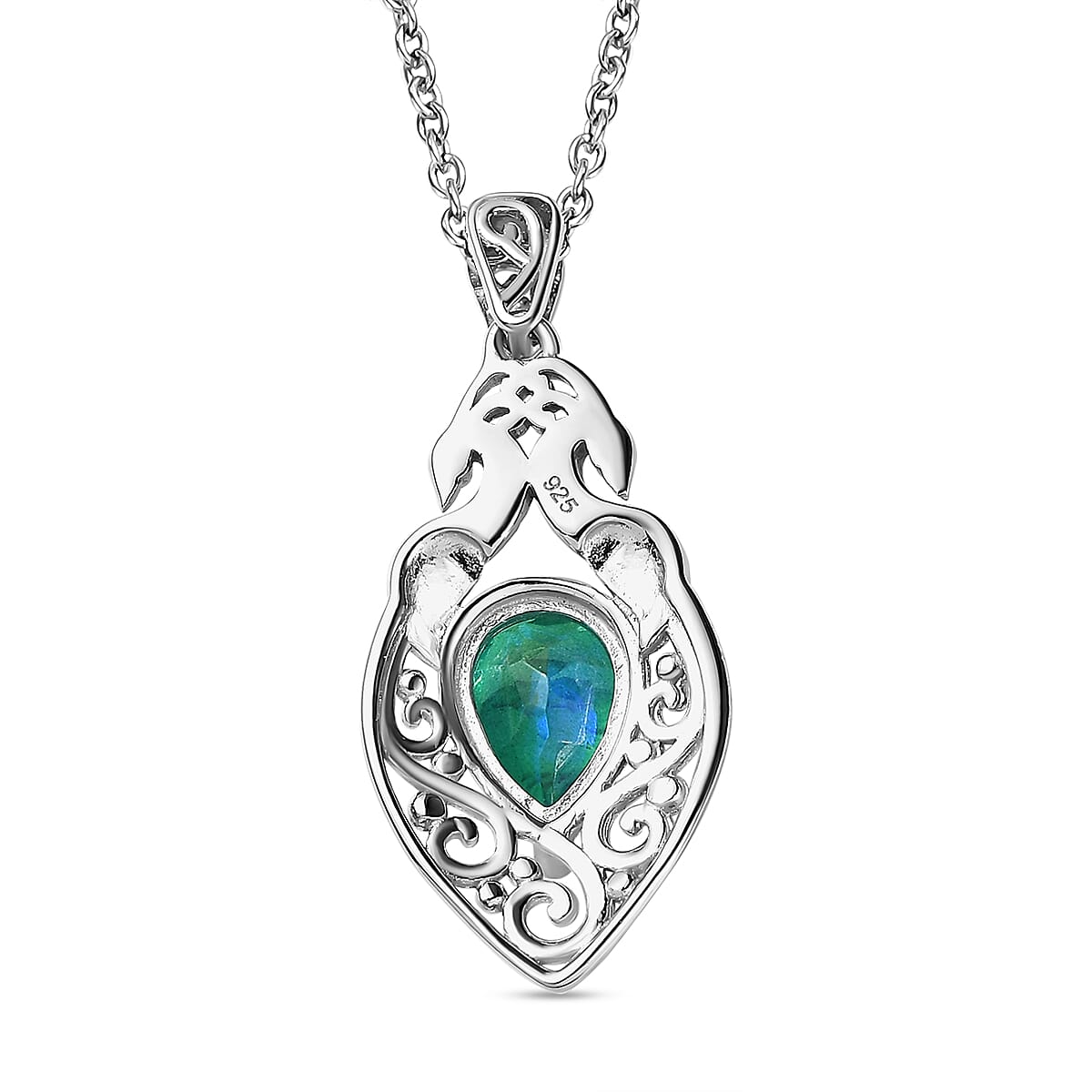 Peacock Quartz Platinum Overlay Sterling Silver Pendant (Size 20) 2.35 Ct, Silver Wt. 5.21 Gms 4171761 4
