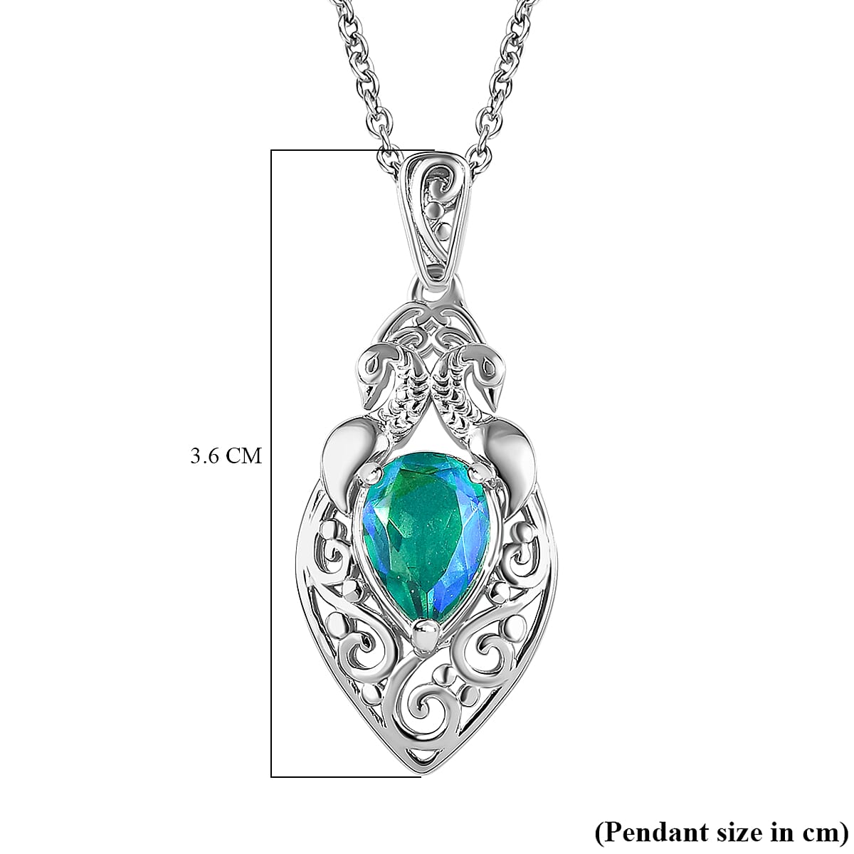 Peacock Quartz Platinum Overlay Sterling Silver Pendant (Size 20) 2.35 Ct, Silver Wt. 5.21 Gms 4171761 6