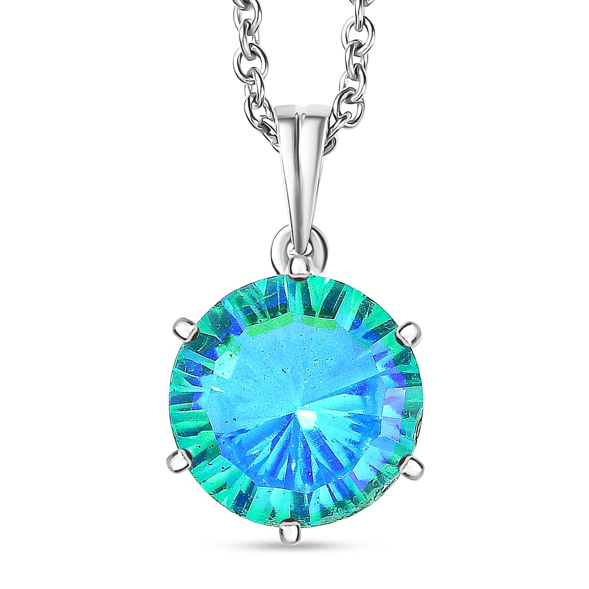 Peacock Triplet Quartz Pendant with Chain (Size 20) in Platinum Overlay Sterling Silver 5.06 Ct. 4429184 0