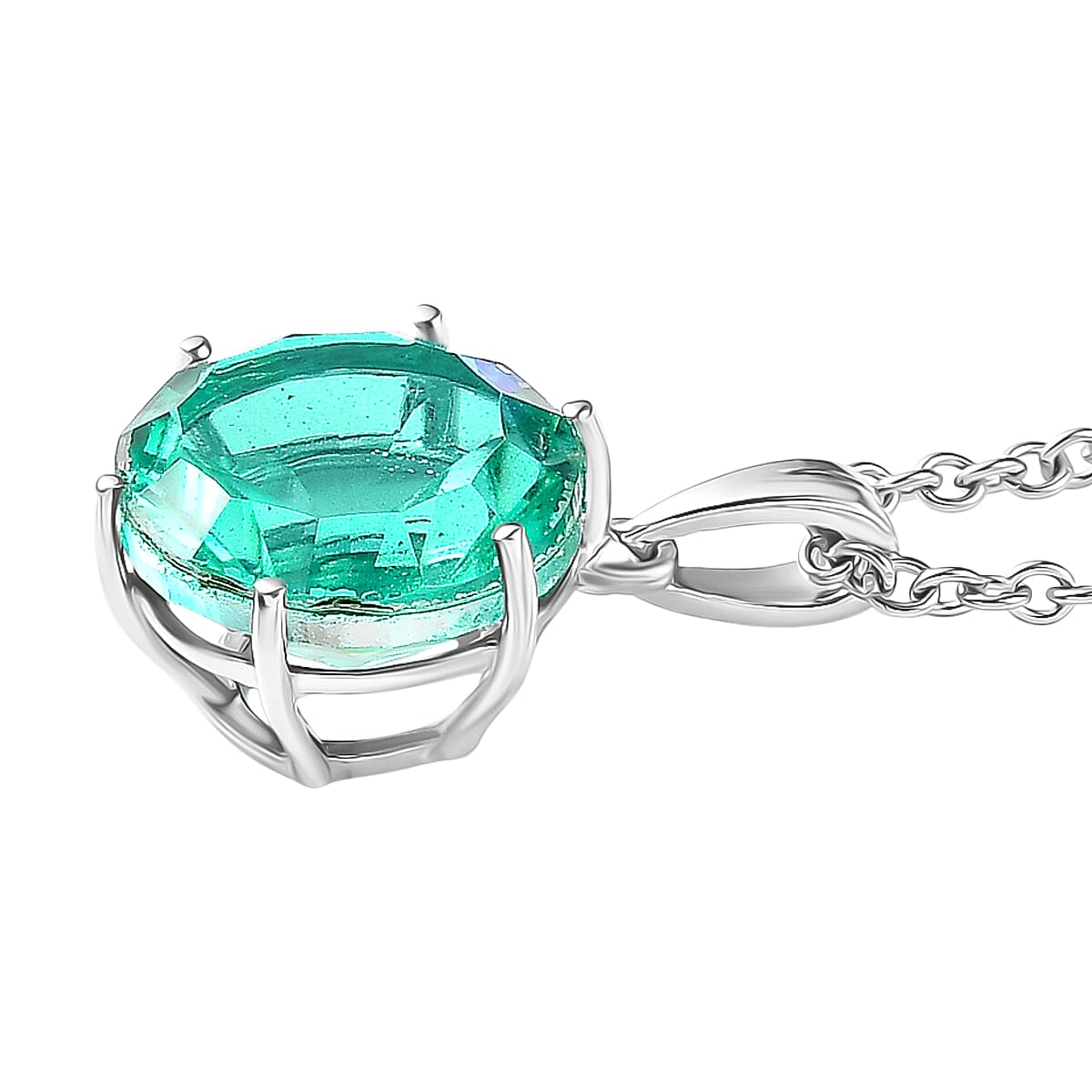 Peacock Triplet Quartz Pendant with Chain (Size 20) in Platinum Overlay Sterling Silver 5.06 Ct. 4429184 4