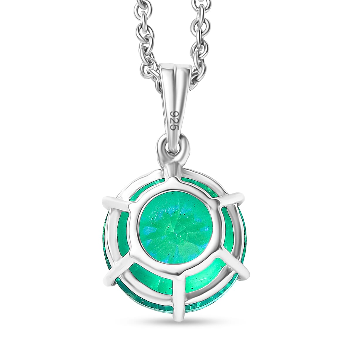 Peacock Triplet Quartz Pendant with Chain (Size 20) in Platinum Overlay Sterling Silver 5.06 Ct. 4429184 5