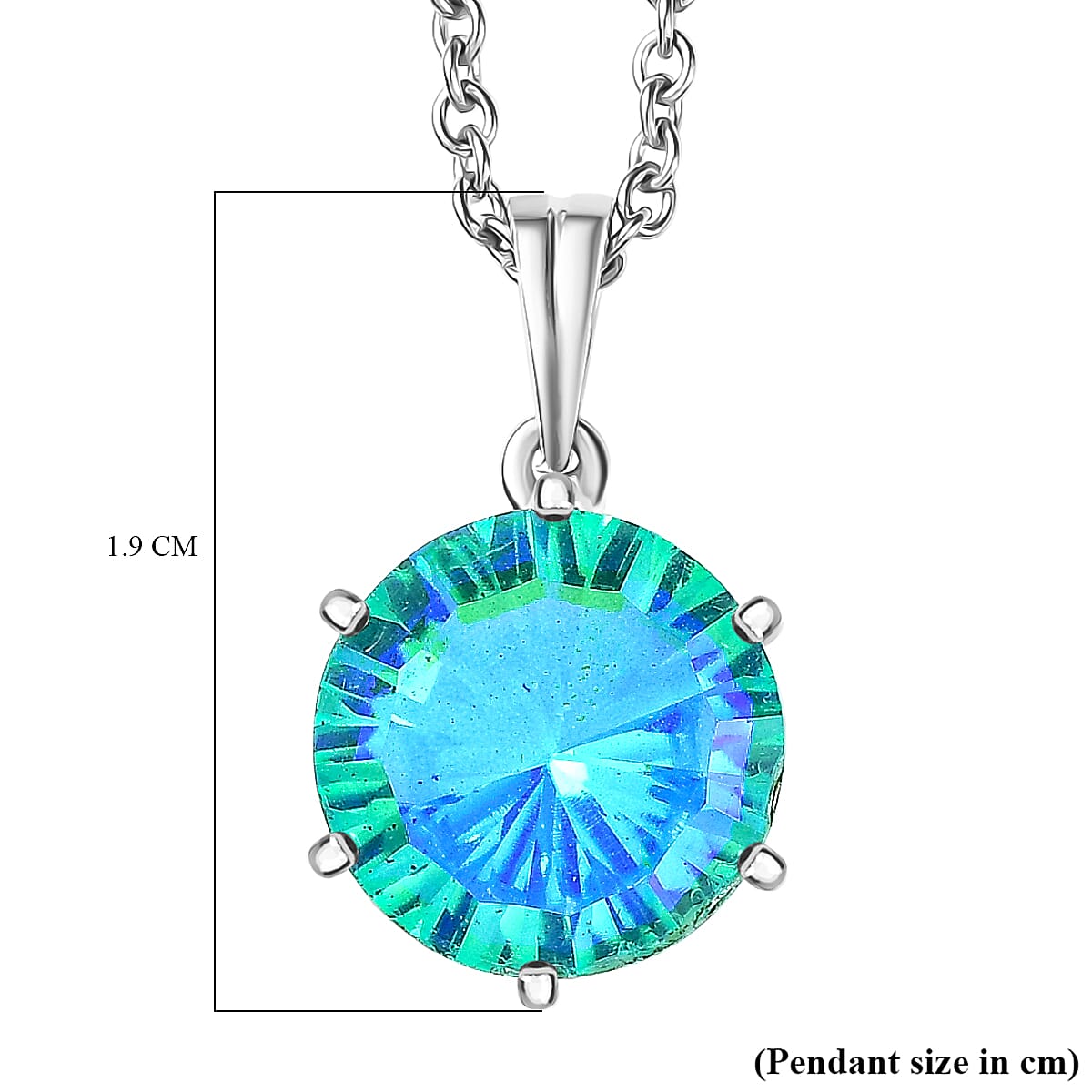 Peacock Triplet Quartz Pendant with Chain (Size 20) in Platinum Overlay Sterling Silver 5.06 Ct. 4429184 7