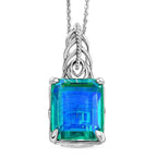 D'joy Peacock Triplet Quartz Pendant with Chain (Size 20) in Rhodium Overlay Sterling Silver 6.78 Ct.