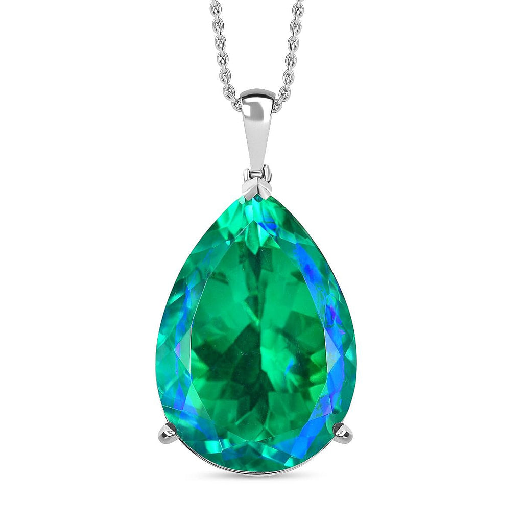First Time Ever- Peacock Triplet Quartz Pendant (Size 20) in Rhodium Sterling Silver 100 Cts  Silver Wt- 12.00 Gms