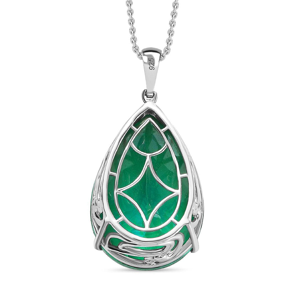 First Time Ever- Peacock Triplet Quartz Pendant (Size 20) in Rhodium Sterling Silver 100 Cts  Silver Wt- 12.00 Gms