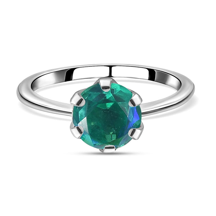 1 Ct. Peacock Triplet Quartz Solitaire Ring in Platinum Overlay Sterling Silver 7519210 1